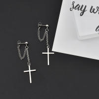 CROSS Drop ต่างหูสำหรับผู้หญิงผู้ชายใหม่แฟชั่น VINTAGE CHAIN TREND จี้ผิดปกติ earings cuff PARTY Punk เครื่องประดับ