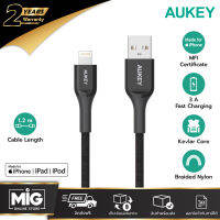 AUKEY สายชาร์จเร็ว iPhone Elite Kevlar Lightning Cable for iPhone สายชาร์จไอโฟน มาตรฐาน MFi ความยาว 1.2 เมตร รุ่น CB-AKL1