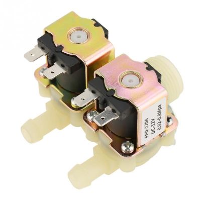 DN20 G3/4 DC 12V Dual Head Electric Water Inlet Solenoid Valve Normally Closed for Washing Machine 0-40 Degree Temperature