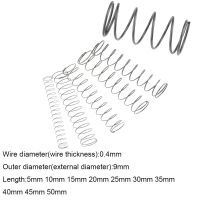 【✆New✆】 zhongkouj558251 10ชิ้น0.4*9*5-50มม. สปริงเหล็กขนาดเล็กแบบกดปล่อยสปริงกลับสปริงรับแรงดัน Od 9มม. 0.4x9x5-50มม.