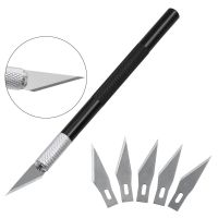 6pcs/Set Hobby Knife Metal Handle With Blades Wood Carving Tools Crafts PCB Repair Hand