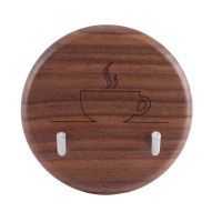 Walnut Wall Mounted Hooks Coffee Portafilter Wall Rack Holder with Stainless Steel Hooks Suitable for 51/54/58mm Portafilter