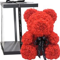 【LZ】☁  Flores Artificiais Rosa Urso 25cm Artificial RoseBear Dia Dos Namorados Casamento Aniversário Presentes de Natal Drop Shipping