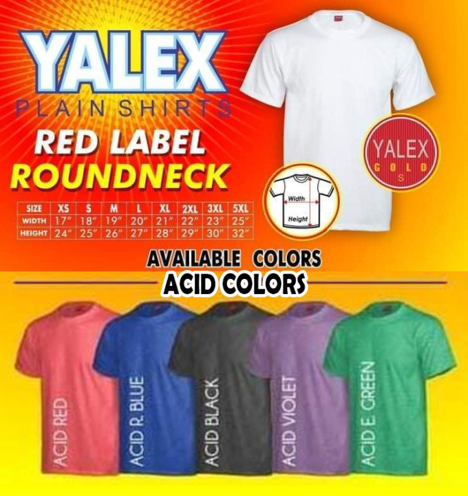 [Free Ziplock] YALEX Adult Shirt Red Label Acid Colors | Lazada PH