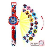 The Avengers Spiderman iron Man Frozen Cartoons 20 projection pattern digital watch boy girl LED electronic watch Child gift Cups