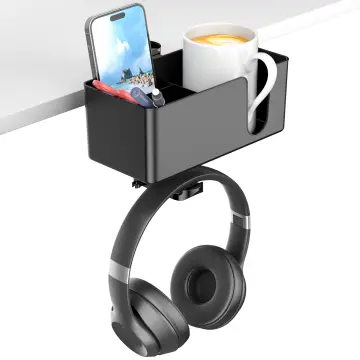 Desk Cup Holder with Headphone Hanger for Desk in Home, Anti-Spill Cup