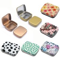 【CW】✲  1 Pcs Metal Rectangular Tin Tinplate Push Pill Cases Bins Jar Hinged Containers Small Organizer Storage