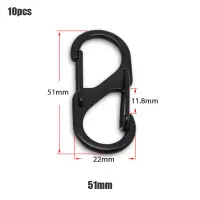 Dragone 10pcs Stainless Steel S Type Carabiner With Lock Keychain Hook Backpack Buckle