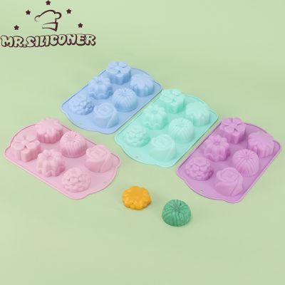 Silicone 6 Holes Mix Style Flower Rose Cake Ice Cream Chocolate Mold Soap 3D Cupcake Bakeware Baking Dish Cake Pan Muffin Mould