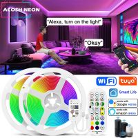 Tuya เทปแถบ Led WiFi RGB 24V 5M 10M สมาร์ทบลูทูธ RGB ตกแต่งห้องไฟโบว์ Led โคมไฟ LED แถบซิงค์รีโมทควบคุมดนตรีบลูทูธ