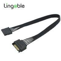 Lingable SATA 15Pin เพศชายถึง15P หญิงพลังงานสายพ่วงฮาร์ดดิสก์ SSD สายเคเบิล SATA สายไฟ30CM