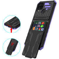 เคสสำหรับ Realme C12 C15 C25พร้อมช่องใส่การ์ดแบบถอดออกได้,เคสแข็ง2in1สำหรับ PC + เกราะซิลิโคนแบบเต็มตัวเคสฝาหลังกระเป๋าสตางค์มีขาตั้งแบบซ่อนที่ป้องกันหน้าจอ/กล้องป้องกันการตก