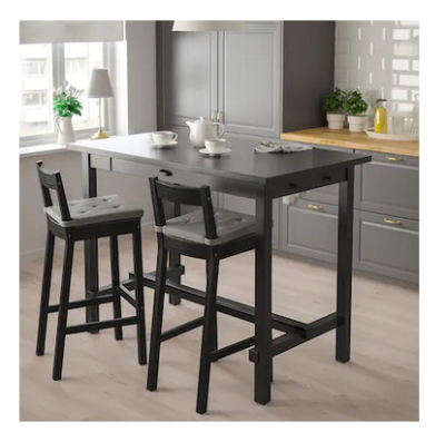Bar stool with backrest,made of solid and durable solid wood. black 75 cm.