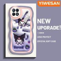 YIWESAN เคสสำหรับ Realme 8i Realme Narzo 50 4G เคสลายการ์ตูนคุโรมิ3D ขอบคลื่นสีอ่อนเคส TPU ซิลิโคนแบบใสเคสมือถือกันกระแทกทั้งหมดรวมฝาครอบป้องกันหัวกล้อง