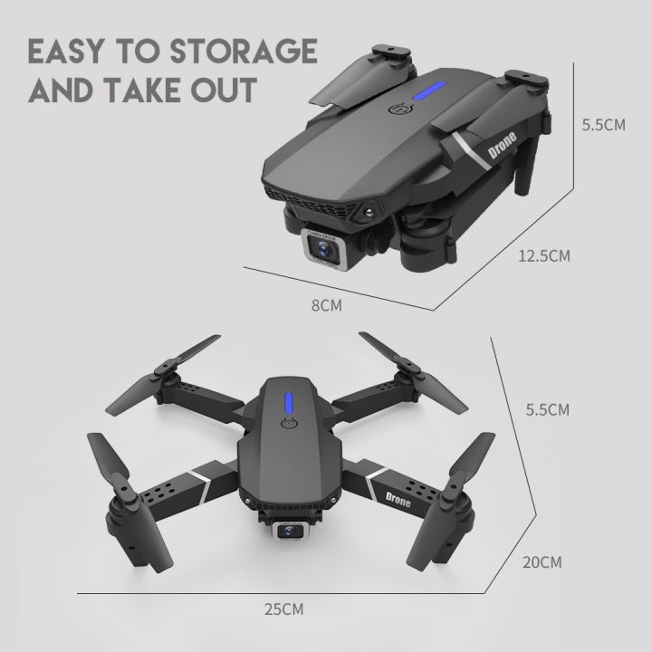 โดรน-e88-รุ่นขายดี-drone-pro-กล้อง2ตัว-dm107s-wifi-ถ่ายภาพ-บินนิ่ง-ถ่ายวีดีโอ-กล้อง-โดรนไร้สา