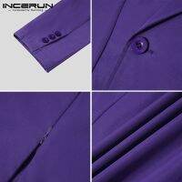 INCERUN Mens Fashion Design Front Split Long Sleeve Zipper Casual Blazer