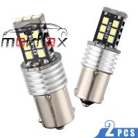 MovFlax 2ชิ้น DC 12V สีขาว1156 BA15S P21W 15 SMD 2835หลอดไฟรถยนต์เลี้ยวสัญญาณไฟหลอดไฟ LED โคมไฟเบรกอัตโนมัติ