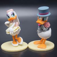 11-12cm 2pcs/Lot Disney Donald Duck Daisy PVC Q Version Action Figures Model Toys Dolls Decoration Christmas Gifts