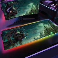 ☃ Large LED Desk Mats RGB Mousepad 90x40cm Backlight World Of Warcraft Keyboard Mat Computer Table Pad Gamer Luminous Mousepads