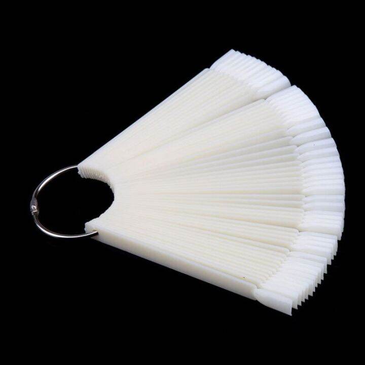 50pcs-false-tips-clear-nature-nail-art-display-oval-fan-style-nail-swatch-polish-stand-tips-practice-manicure-accessories-tool