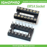 10ชิ้น DIP-14รอบหลุม14 Pins 2.54มิลลิเมตรกรมทรัพย์สินทางปัญญา DIP14 IC ซ็อกเก็ตอะแดปเตอร์บัดกรีประเภท14PIN IC เชื่อมต่อ IGMOPNRQ