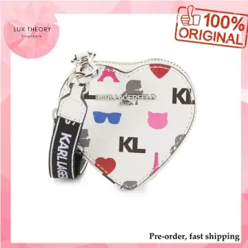 Karl Lagerfeld Paris Faux Leather Heart Lanyard Coin Purse on SALE