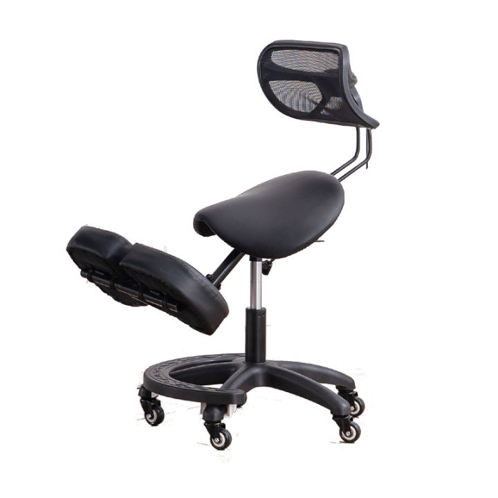 Black Saddle Seat Kneeling Chair with Wheels