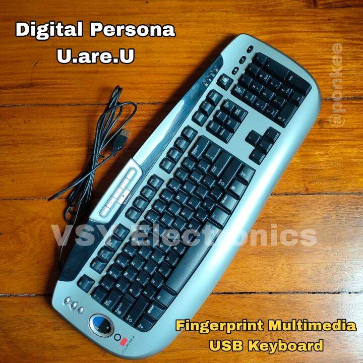 Digital Persona U.are.U Fingerprint Multimedia USB Keyboard Surplus