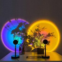 Rainbow Sunset Red Projector Led Night USB  Light Sun Projection Desk Lamp for Bedroom Bar Coffee Store Wall Decoration Lighting Night Lights