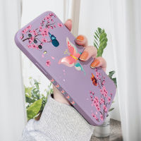 เคส PMP สำหรับ Vivo Y17เคสโทรศัพท์ลายผีเสื้อสีสันสดใสรูปพีชบาน Vivo Y19ปกป้องกล้องคลุมทั้งหมดปลอกซิลิโคนน้ำรูปแบบขอบสี่เหลี่ยม