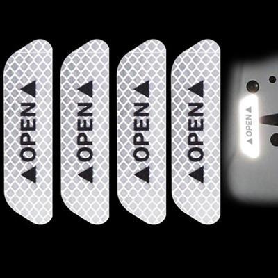 4pcs Car door safety anti-collision warning reflective stickers OPEN stickers long-distance reflective paper decorative stickers