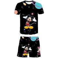 1-14Years Old Girl Mickey Clothes Boys Girls Summer Suit Kids Top Short 2 Piece Set Cartoon Casual Set Fashion Children Outfits