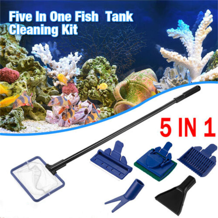 5 Tank Glass Fishnet Magnetic Cleaner Cleaning Kit Fish Aquarium