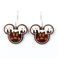 ‘；【- 1Pair New Product CN Hoop Mouse Head Gingerbread Cute Christmas Acrylic Earrings Jewelry For Women