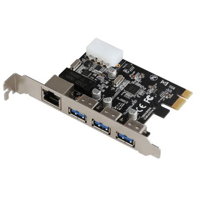 PCI-E ไปยังภายนอก3USB USB 3.0พอร์ต + RJ-45การ์ดเครือข่ายอีเธอร์เน็ต Gigabit 10/100/1000Mbps PCI Express PCI อะแดปเตอร์ LAN USB3.0