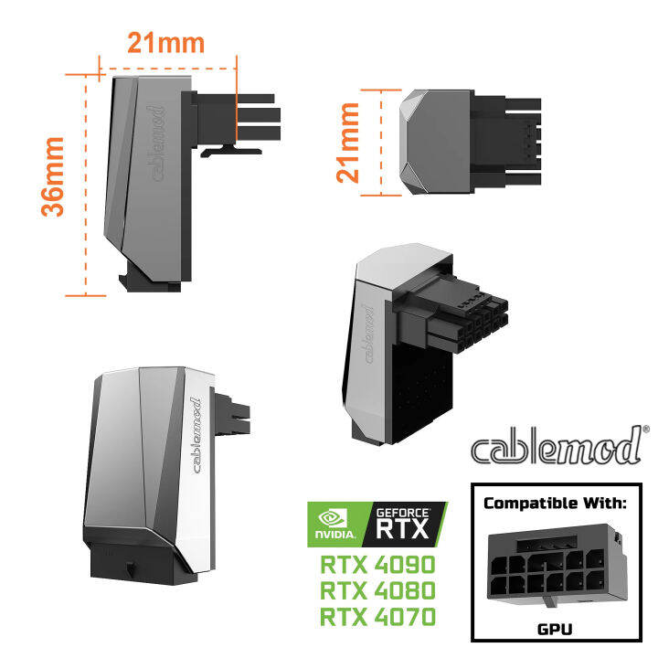 (พร้อมส่ง) CableMod 12VHPWR 90 Degree Angled Adapter (Variant B) V1 For