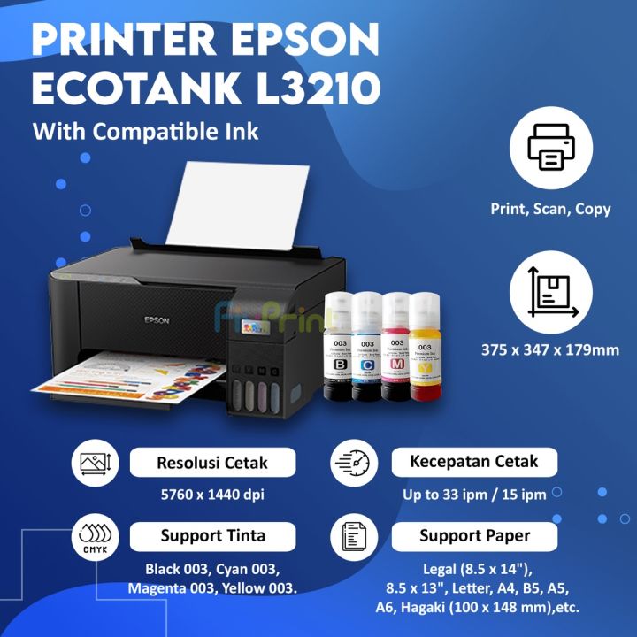 Resmi Infus Pabrik Printer Ecotank Epson L3210 L 3210 Pengganti Ink Tank L3110 Print Scan Copy 5737