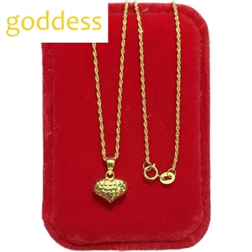 18K Saudi Gold Necklace Chain 18 inches Heart Key Pendant Fine Jewelry 1.53  gram | eBay