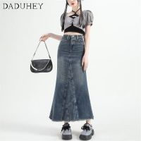 lunrao38126 DaDuHey? New Korean Ins Washed Denim Skirt Waist A- line Large Size Hip