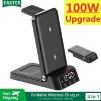 ZZOOI 100W 4 in 1 Wireless Charger Stand Foldable For iPhone 14 13 12 11 Samsung Galaxy Apple Watch 7/6  Fast Charging Dock Station