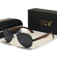 GCV 2022 New Handmade Wood Pilot Sunglasses Polarized Mens Glasses UV400 Protection Mirror Eyewear Walnut Wooden Oculos. G369