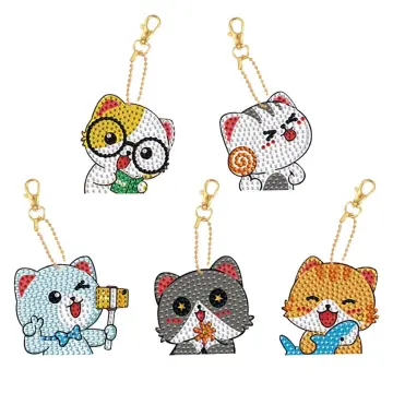 5pcs DIY Diamond Painting Keychains - Hello Kitty