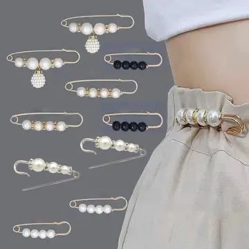 15pcs Sweater Clips Heavy Duty Safety Pins Faux White Pearl Brooch