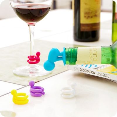 Silicone Wine Cup Marker Wine Glasses Labels Different Colors Prevent Confuse Mistake Bars Party Decor with Bottle Stopper Set
