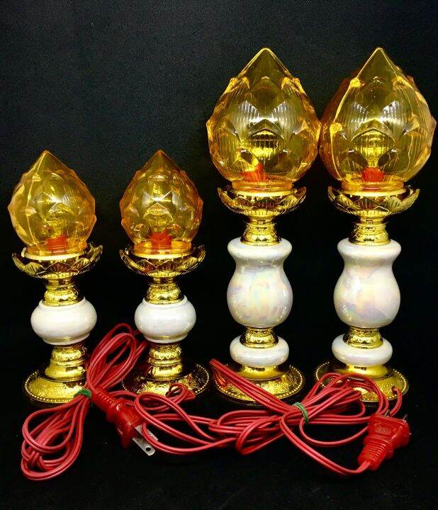 เทียนไฟฟ้า-ดอกบัว-คู่-หลอดled