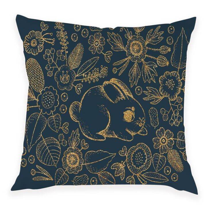 happy-easter-throw-pillow-cases-bunny-eggs-cushion-cover-blossoms-retro-rabbit-polyester-decorative-square-pillow-case-kissen