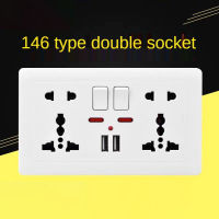 146 Double ในครัวเรือนเบ้าติดผนังอิสระสวิทช์13A เบ้าติดผนัง2 USB ในครัวเรือนซ็อกเก็ตสากล