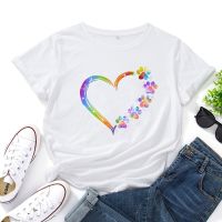 Color Heartshaped Footprint Pattern Tshirt Pattern Cotton Tshirt Tee Shirt