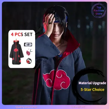 4PCS SET Womens Mens Unisex Naruto Itachi Uchiha Anime Cosplay Costume Suit