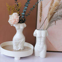 Nordic Nude Womanman Body Flower Vase People with Broken Arms Model Art Vases Aesthetic Bust Sculpture Decor Garden Plantpot